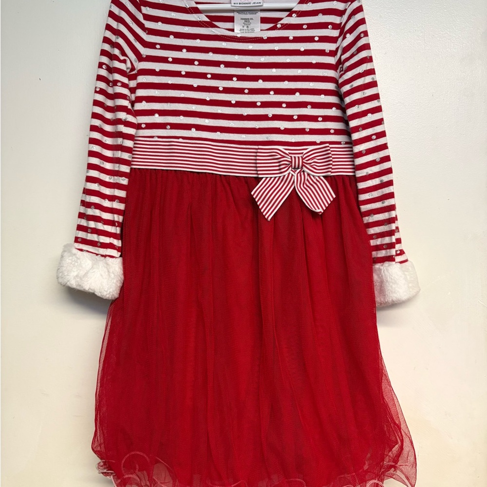 Bonnie Jean Red and White Striped Dress with Bow